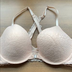 Aerie Nude Lace Bra Cross 38D